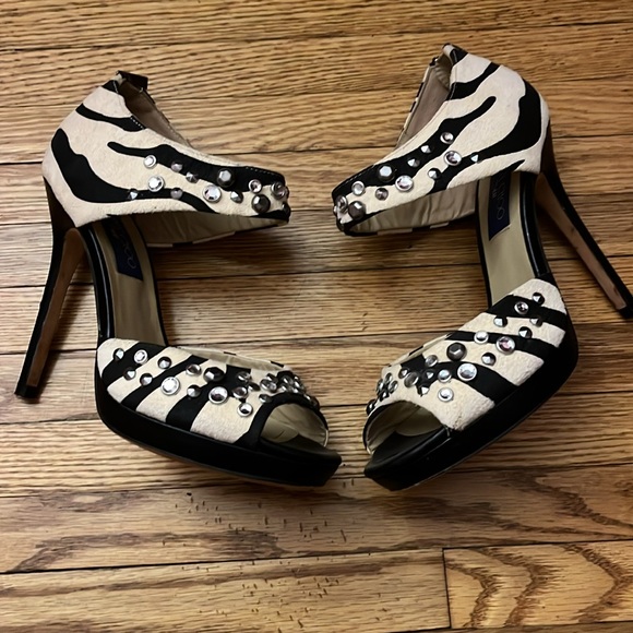 Women’s limited addition zebra print Jimmy Choo high heel sandals - Picture 3 of 7